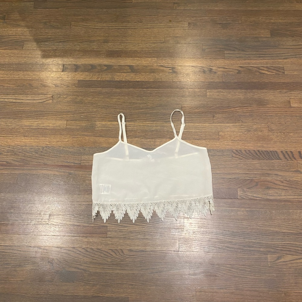 White crop top with lace detailing